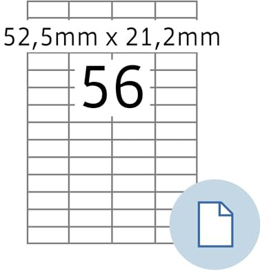 HERMA 8456 Universal Etiketten, 500 Blatt, 52,5 x 21,2 mm, 56 pro A4 Bogen, 28000 Stück, selbstklebend, bedruckbar, matt, blanko Papier Klebeetiketten Aufkleber, weiß