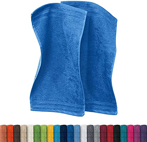 Erwin Müller Gästetuch Heidelberg 2er- Pack 100% Baumwolle Royalblau Größe 30x50 cm - leichte Qualität, saugstark, schnelltrocknend, kompakt - ideal für Sport, Strand, Reisen