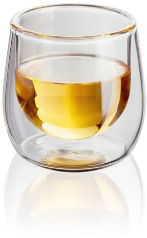 Judge Double Walled Glass Espresso Coffee Shot Cups, Set of 2, 75ml - Vacuum Insulated, Handcrafted Artisan - Strong, Heat Resistant