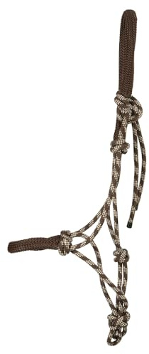 PFIFF 100981 Knotenhalfter Exklusiv, Halfter für Bodenarbeit, Horsemanship, Trainingshalfter, Braun-Beige, Full