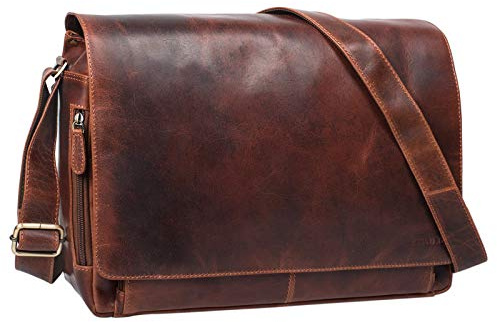 STILORD Tom Borsa Messenger Vintage in Pelle Portadcumenti A4 | Borsa a Tracolla 15 Pollici per Ufficio, Università, Lavoro | Borsa Cartella in Vera Pelle Colore:siena - marrone