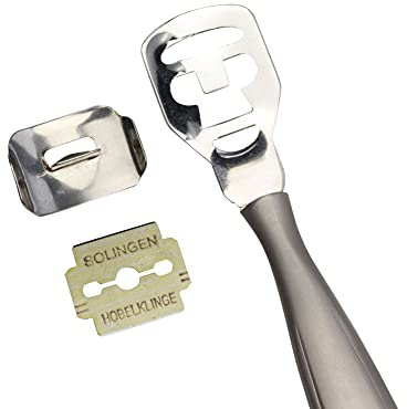 HK Manicure by Hans Kniebes - Hornhauthobel mit 10 Ersatz-Klingen aus Solingen - hochwertiger Hornhaut-Entferner - rostfrei