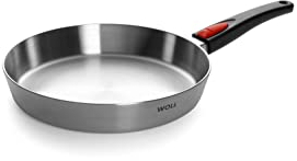 Woll 1528CO Stainless Steel Frying Pan Multi-Layered 28 cm Round 5 cm Deep with Removable Handle Suitable for Induction Cookers