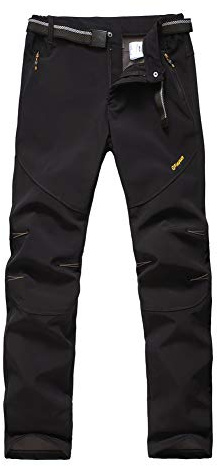 emansmoer Softshell Fleece fodrade byxor för män, vindtäta, vattenavvisande funktionella byxor, utomhus, sport, camping, vandring, vandringsbyxor, svart, XL