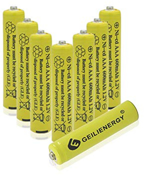 GEILIENERGY 1.2v AAA NiCd 600mAh Triple A Rechargeable Battery Cell for Solar Lights Garden Lamp(8 PCS)