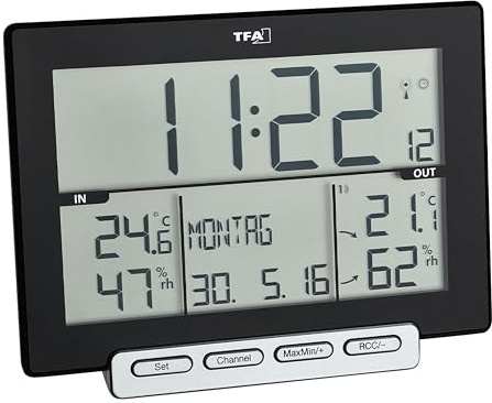 TFA Dostmann Wireless Thermometer Hygrometer Trinity 30.3058.01 (black)