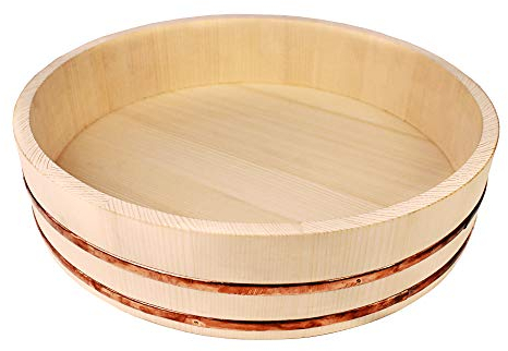 Reishunger Hangiri, Cuenco de Madera para Principiantes (diámetro 30 cm) - Disponible en tamaños de 30 cm a 60 cm, para arroz Sushi