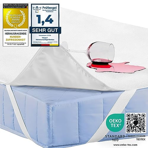 FELUNA® Wasserdichter Matratzenschoner 60x120 cm, Baby Nässeschutz leise | Matratze bleibt trocken, weiche Bambus Matratzenauflage mit PU-Folie, atmungsaktiver Matratzenschutzbezug fürs Kinderbett