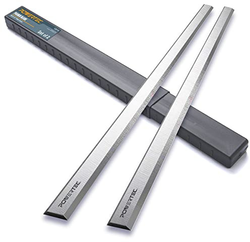 POWERTEC 12818 12-1/2 HSS Planer Blades Replacement for Craftsman 23378 233780 23315, Jet 708522 708813 JWP-12-4P JWP-12DX, Rockwell RK9018, Wilton 34463 99178 - Set of 2