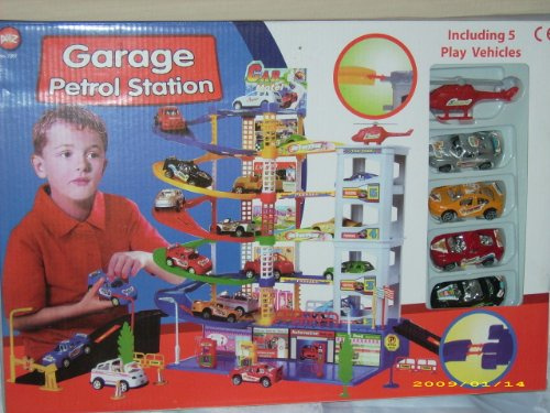 A to Z 7287 Garagen- und Tankstellen-Spielset, 4-stufige Garage