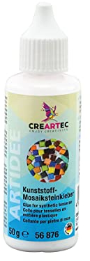 CREARTEC Kunststoff-Mosaiksteinkleber - Aufkleben von Mosaiksteinen auf verschiedene Oberflächen - transparent - 50 g - Made in Germany