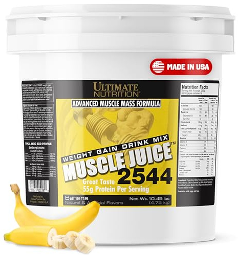Ultimate Nutrition Muscle Juice, Weight Gain Drink Mix - Mass Gainer Workout Powder for Men & Women - Supplement for Lean Muscle Growth & Immune Support with 55g Protein - Banana, 10.45lb