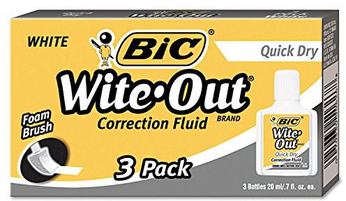 BIC Wite-Out secado rápido Corrector Líquido, 20 ml Botella, blanco, 3/Unidades