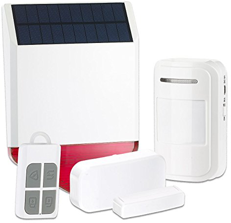 VisorTech Solar Alarmanlage: Solar-Funk-Alarmalage XMD-4400.Easy, 110 dB, 5-teiliges Starter-Set (Aussensirene, Alarmanlage aussen, Überwachungssysteme)