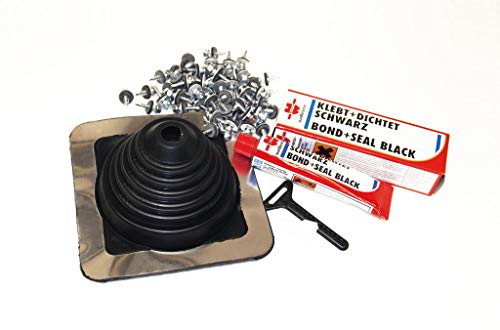 Rohrmanschette 15-101mm, Nr. 2 eckig, aus EPDM schwarz, inklusive Montageset zur Befestigung