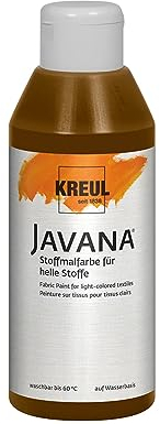 KREUL 91318 - Javana Stoffmalfarbe für helle Stoffe, 250 ml Glas in dunkelbraun, geschmeidige Farbe auf Wasserbasis mit cremigem Charakter, dringt fasertief ein, waschecht nach Fixierung