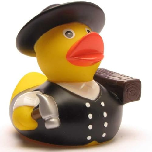 Duckshop I Badeente Zimmermann I Quietscheente L: 8 cm I Quietscheentchen I Geschenk für Handwerker I Präsent Sammler