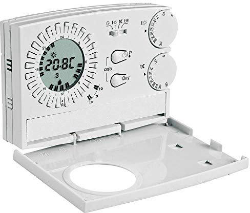 Perry 1CRCR209/S - Cronotermostato settimanale analogico digitale da parete serie EASY, Bianco