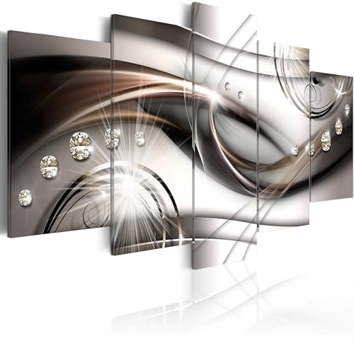 B&D XXL - Leinwandbild Glasbild Diamant Ornament, 200x100 cm, 5-teilig | Hochwertige Leinwand, sofort aufhängbar, ideal fürs Wohn- oder Schlafzimmer, wasserfest und lichtecht, langlebig, stilvoll