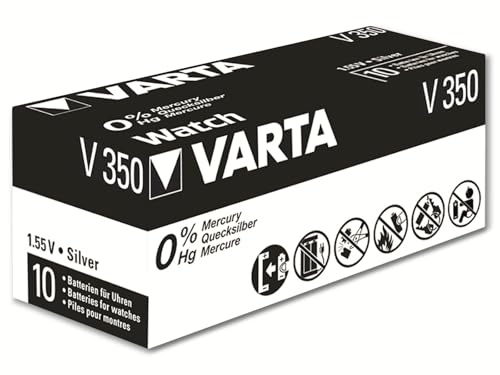 Varta V350, SR42, 344, 350101111, Batteria a Bottone, Specialistica, Ossido d'Argento, 1.55 Volts, diametro 11.6 mm, altezza 3.6 mm, Confezione 1 Pila