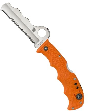 Spyderco Assist Leichtes Messer mit 9,4 cm VG-10 Stahlklinge und orangefarbenem FRN-Griff – CombinationEdge, Hohlschliff – C79PSOR | Orange, 21,4 cm Gesamtlänge, 9,3 cm VG-10 Stahlklinge, FRN-Griff, Rückenverriegelung, Hohlschliff