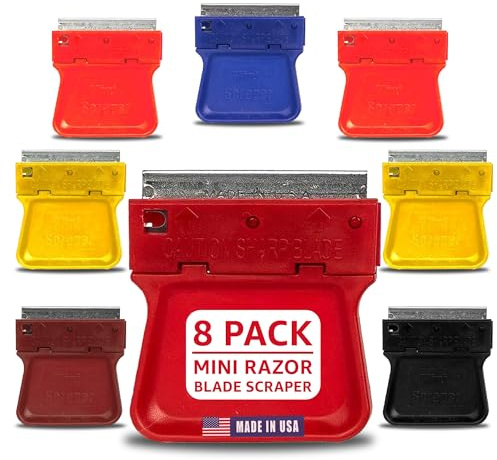 MINISCRAPER® Original Mini Scraper Razor Tool – 8 Pack U.S. Made Window & Glass Scrapers for Removing Paint, Stickers, Decals, Labels, and Adhesive