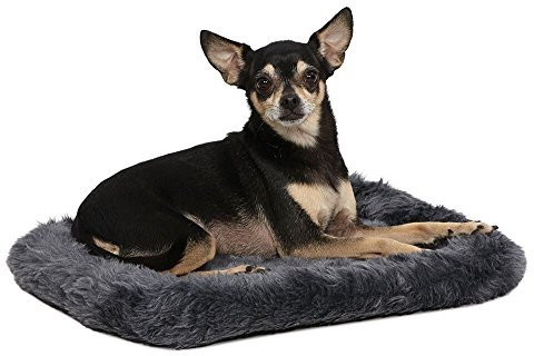 MidWest Homes for Pets QuietTime XXS Dog Bed – Gray Faux Fur Bolster, Ultra-Soft and Machine Washable, Fits 46 cm Crates and Carriers, for Small Dogs and Cats