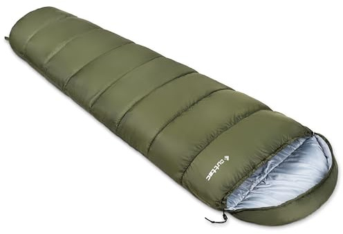 Outtec Schlafsack mit Kapuze, Mumienschlafsack, Ultraleicht Schlafsack Kleines Packmaß, Hüttenschlafsack, Schlafsack Kinder und Erwachsene, Schlafsack Outdoor, Deckenschlafsack