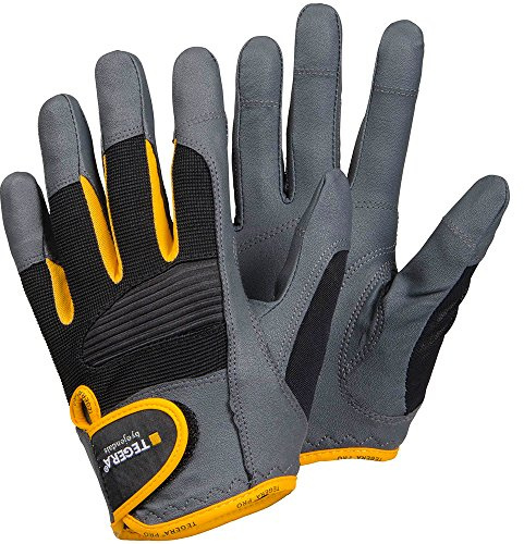 Ejendals Handschuh Tegera 9140 aus Synthetikleder, Größe 7, 1 Stück, grau/schwarz/gelb, 9140-7