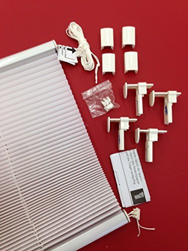 Sonnenschutz-HH Plissee Faltstore Breite x Höhe 85 x 130 / 85x130 cm in weiß crash/crush inkl. 4 Stück Klemmträger ohne bohren - Fenster Rollo Faltrollo verspannt Höhe einstellbar 80 cm - 130 cm