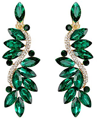 Clearine Damen Ohrclips Modern Hochzeit Braut Kristall Blume Romantik Dangle Ohrringe Clip On