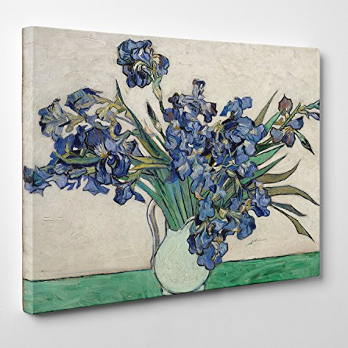 ConKrea - Quadro su Tela Canvas - INTELAIATO - Pronto da Appendere - Iris per Van Gogh - Vaso Fiori - 50x70cm - Senza Cornice - (cod.268)