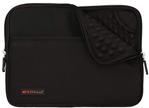 TECHGEAR Custodia Cover - Copertina protettiva manicotto in neoprene Sottile con interno antiurto bolle per il Apple iPad Pro 12.9, Samsung Pro 12.2, Book 12, Microsoft Pro 4/3/2 e altri - Nero
