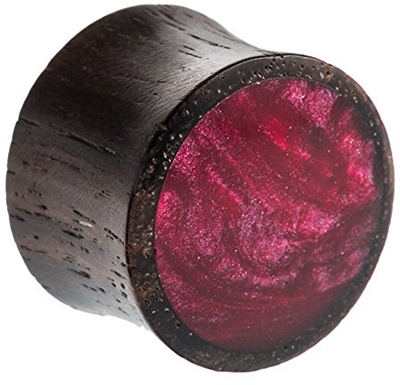 CHICNET Organic Sonoholz dunkel Plug Magenta Fuchsia Resin Inlay schillernd Tribal 18 mm