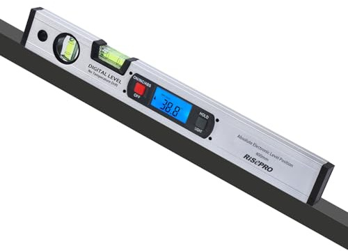 RISEPRO 16-inch Digital Spirit Level and Protractor, Torpedo Level, Inclinometer Angle Gauge Finder Bubbles Magnetic Base with Backlight