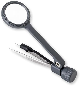 Carson Lighted MagniGrip 4,5x Lupe mit Präzisionspinzette und LED (MG-88), Grau