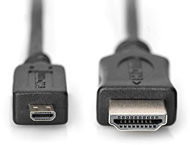 DIGITUS Cavo di collegamento HDMI High Speed, tipo D - A - 1.0 m - con canale Ethernet - Ultra HD 4k/30Hz - compatibile con TV/proiettore/monitor - contatti placcati oro - nero