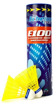Echelon E100 Yellow Badminton Shuttlecocks (6 pieces), high-quality British made