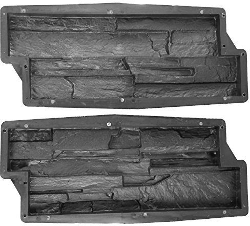 @tec Betonform Schalungsform Gießform für Naturstein Klinker, Wandverkleidung & Verblendsteine, 2er-Set Plastikformen für Riemchen & Bruchsteinoptik, je 18x50 cm, Innen & Außen