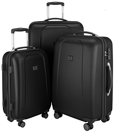 Hauptstadtkoffer - Wedding - 3er Koffer-Set Trolley-Set Rollkoffer Reisekoffer, TSA, Doppelrollen, (S, M & L), Schwarz