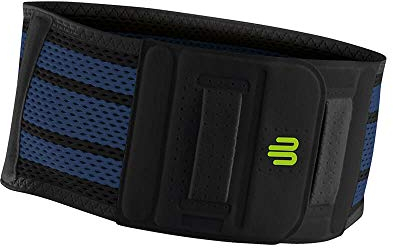 Bauerfeind, 1 Unisex Rücken-Sportbandage, Für Ball- und Rückschlagsportarten, Leichtathletik, Schutz vor Überlastungen, Silikonpad, Gr. M, Schwarz, 11489441170012