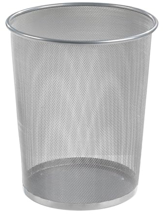 Home4You Papierkorb - Metallgeflecht - Silbergrau - Ø 29,5 cm - 20 Liter - Papiereimer Büroeimer