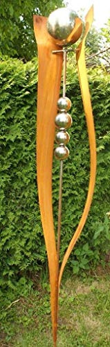 Gartendeko Gartenstab, Skulptur „Lilia“, 200 cm, mit 5 Edelstahlkugeln