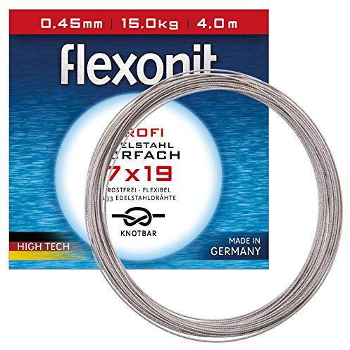 flexonit 7x19 Silber Meterware 0,45mm 15,0kg 4m Stahlvorfach