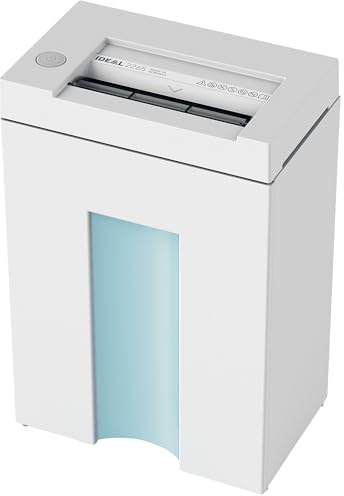 IDEAL 2265 Aktenvernichter, Sicherheitsstufe P-2, Streifenschnitt 4 mm, 11 Blatt Kapazität, 20 L Abfallbehälter, vernichtet auch Büro-/Heftklammern und Kreditkarten