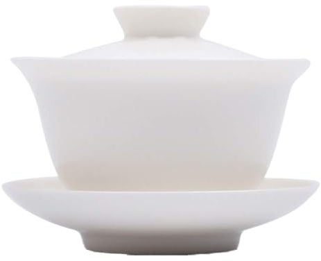 Mozentea Gaiwan, Traditionelle chinesische Gai Wan Tasse aus Keramik, für Gongfu-Tee, zum Aufbrühen von Grün/Oolong/Pu-erh/Kräutertees, U-Y-G3 (weiß)