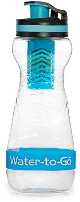 WATER TO GO Filter Bottle with Replaceable 3 Stage Filter which removes 99.99% of Bacteria & Contaminents and Improves Taste - Hiking, Camping & Travelling - BPA Free, 50cl (BLUE)