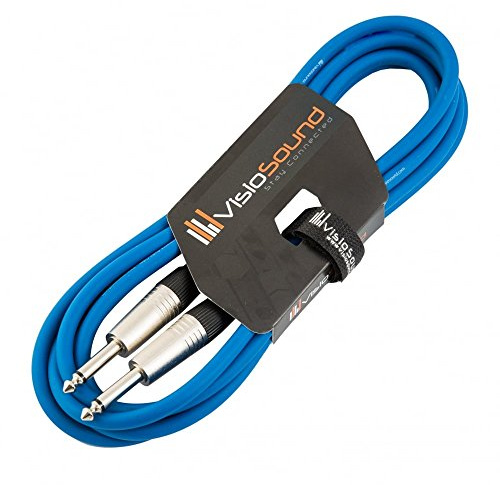 Guitar Lead 6.35mm 1/4 Mono Jack to Jack Instrument Cable (Blue, 3m) | Noiseless OFC Instrument Patch Cable for Electric Guitar, Bass, Amp, Mixer, Keyboard, Pedal, Studio / 6 Colours