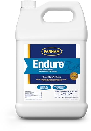 Farnam Endure Fly Spray for Horses - Long-Lasting Sweat-Resistant Fly Repellent, Repels Flies, Mosquitoes, Gnats and Ticks, Up to 14 Days Fly Control - 128 oz Refill
