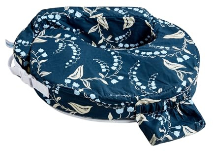 My Brest Friend Original Nursing Pillow for Breastfeeding, Nursing and Posture Support with Pocket and Removable Slipcover, Navy Bluebells